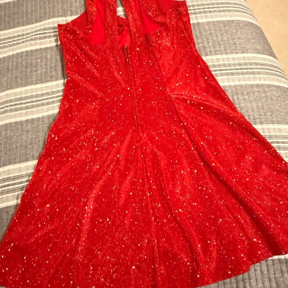 NWOT Honey and Rosie Red Sparkle Juniors Small Dress - Picture 3 of 7